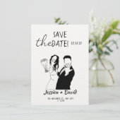 Invitation Modern Minimalist Line Art Bride and Groom Wedding (Debout devant)