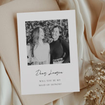 Modern Minimalist Maid of Honor Proposal Card