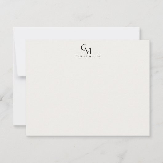Invitation Modern Minimalist Monogram Stationery Note Card (Devant)