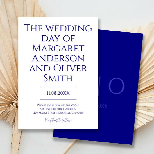 Invitation Modern Minimalist Navy Blue Trendy Wedding 
