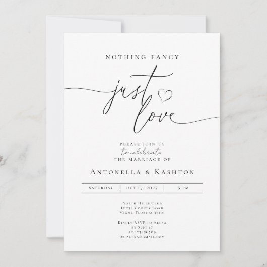 Invitation Modern minimalist Nothing Fancy Just Love wedding (Devant)