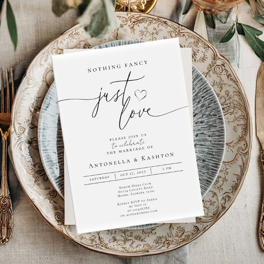 Invitation Modern minimalist Nothing Fancy Just Love wedding