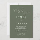 Invitation Modern Minimalist Olive Green Photo Wedding Invita (Devant)