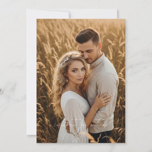 Invitation Modern Minimalist Olive Green Photo Wedding Invita (Dos)