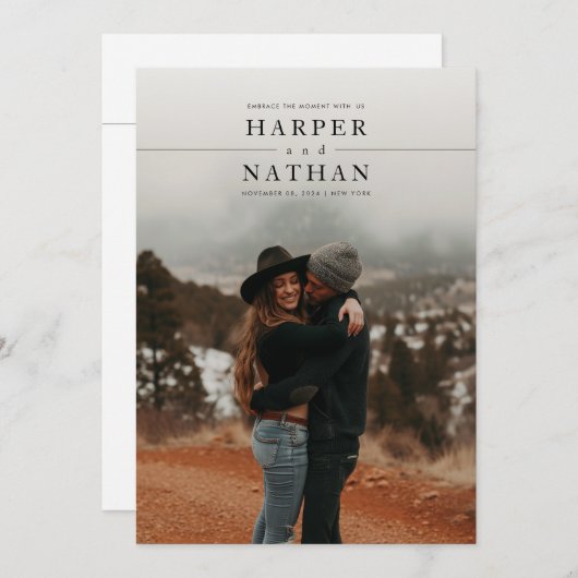 Invitation Modern Minimalist Photo QR Code Wedding (Devant / Derrière)