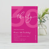 Invitation Modern Minimalist Pink 30th Birthday Party (Debout devant)