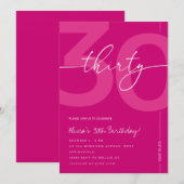 Invitation Modern Minimalist Pink 30th Birthday Party (Devant / Derrière)