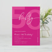 Invitation Modern Minimalist Pink 50th Birthday Party (Debout devant)
