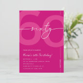 Invitation Modern Minimalist Pink 60th Birthday Party (Debout devant)