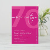 Invitation Modern Minimalist Pink 70th Birthday Party (Debout devant)