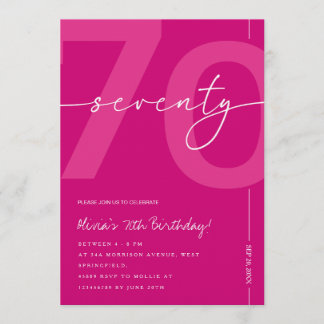 Invitation Modern Minimalist Pink 70th Birthday Party
