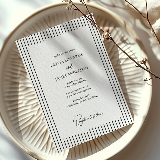 Invitation Modern Minimalist Pinstripe Wedding