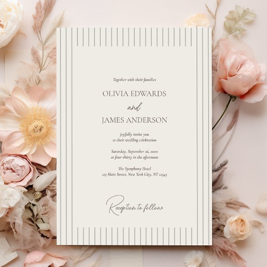 Invitation Modern Minimalist Pinstripe Wedding