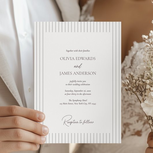 Invitation Modern Minimalist Pinstripe Wedding