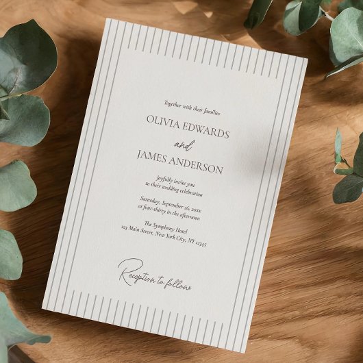 Invitation Modern Minimalist Pinstripe Wedding