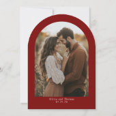 Invitation Modern Minimalist Red Engagement Party Photo (Dos)