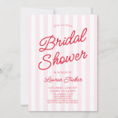 Invitation Modern Minimalist Red Pink Stripes Bridal Shower (Devant)