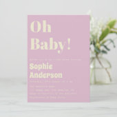 Invitation Modern Minimalist Retro Coral  Oh Baby Shower (Debout devant)
