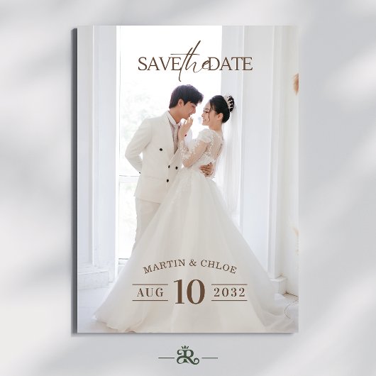 Invitation Modern Minimalist Romantic Script Photo Wedding 