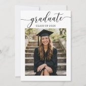Invitation Modern Minimalist Script Photo Graduate (Devant)