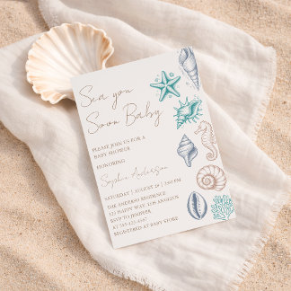 Invitation Modern Minimalist Sea You Soon Baby Baby Shower