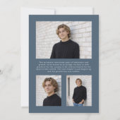 Invitation Modern Minimalist Slate Blue Grey Photo Graduation (Dos)