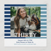 Invitation Modern Minimalist Striped 30th Birthday Square (Devant)