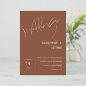 Invitation Modern Minimalist Terracotta Calligraphy Wedding (Debout devant)