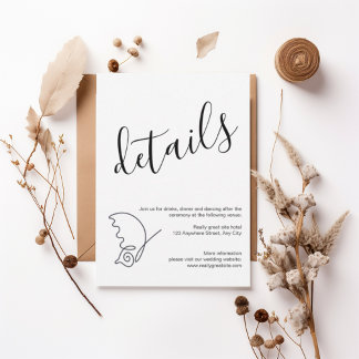 Invitation Modern Minimalist Wedding Details Card