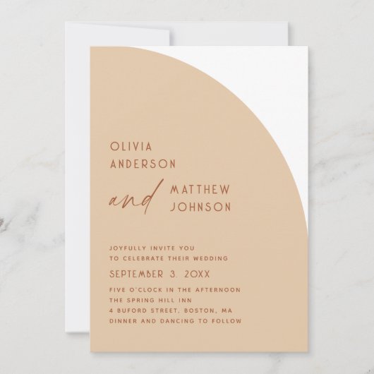 Invitation Modern Minimalist Wedding | Warm Peach Sand Arch (Devant)