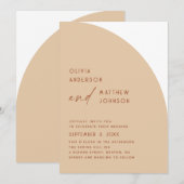 Invitation Modern Minimalist Wedding | Warm Peach Sand Arch (Devant / Derrière)