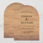 Invitation Modern Minimalist Wooden Texture Wedding (Devant / Derrière)