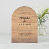 Invitation Modern Minimalist Wooden Texture Wedding (Debout devant)