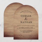 Invitation Modern Minimalist Wooden Texture Wedding (Devant / Derrière)