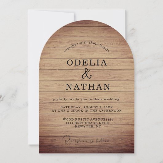 Invitation Modern Minimalist Wooden Texture Wedding (Devant)