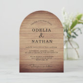 Invitation Modern Minimalist Wooden Texture Wedding (Debout devant)