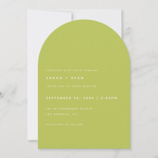 Invitation Modern Minimalistic Lime Green Arch Wedding (Devant)