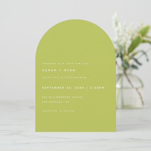 Invitation Modern Minimalistic Lime Green Arch Wedding (Debout devant)