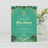 Invitation Modern Mint Green and Gold Festive Ramadan Iftar (Debout devant)