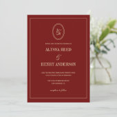 Invitation Modern Monogram Classic Wine Red Wedding (Debout devant)