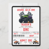 Invitation Modern Monster Trucks 1st Birthday Party (Devant)