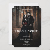 Invitation Modern Moody Gothic Photo Dark Wedding (Devant)