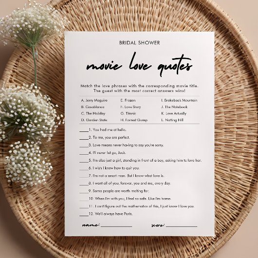 Invitation Modern Movie Loote Citations Fête des mariées Game