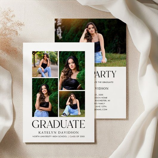 Invitation Modern Multi Photo Graduation Party