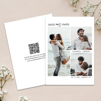 Invitation Modern Multi Photos QR Code Enregistrer Le Mariage