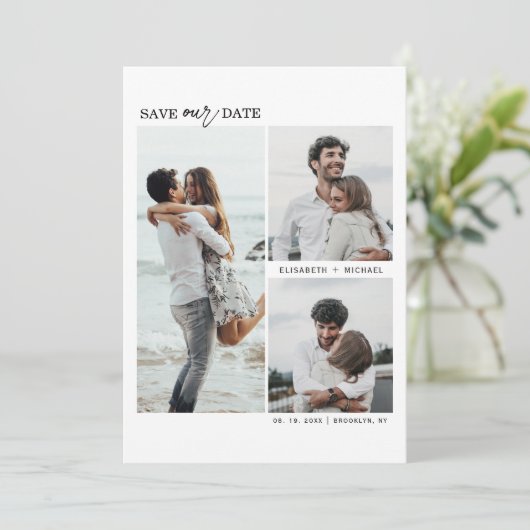 Invitation Modern Multi Photos QR Code Enregistrer Le Mariage (Debout devant)