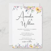 Invitation Modern Mustard Yellow and Lavender Floral Wedding (Devant)