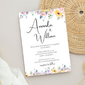 Invitation Modern Mustard Yellow and Lavender Floral Wedding