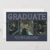 Invitation Modern Navy 3 Photo Graduation Announcement  (Devant)
