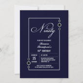 Invitation Modern Navy Blue 90e fête d'anniversaire (Devant)